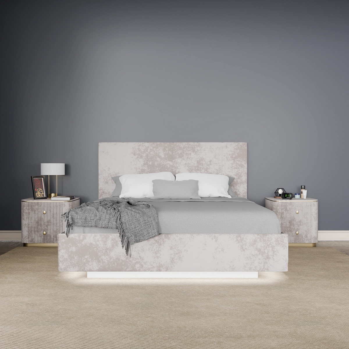 Кровать с подъемным механизмом Диона Кашемир 160х200 (avatr3)